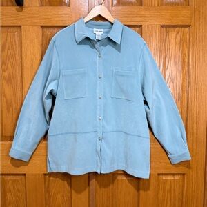 Alfred Dunner Women’s XL Light Green Moleskin Button-Up Long Sleeve Shirt